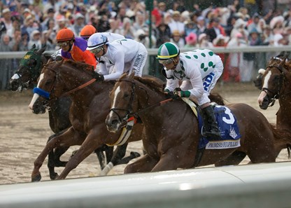 Justify, and Promises Fullfilled at the start of the Kentucky Derby today at Churchill Downs on May 5, 2018.