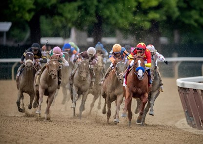 Justify wins The Belmont Stakes at Belmont Park on June 9th 2018, jockey Mike Smith up
