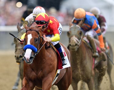 (June 9, 2018) Justify, Mike Smith up, wins the 150th Belmont Stakes, and becomes the 13th Triple Crown winner...