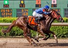 And She Scores (inside), trained by Danny Pish, and Theboyzgalaxy (outside) finish first in unison June 12 at Louisiana Downs