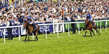 Forever Together and Donnacha O'Brien win the Investec Oaks from Wild Illusion at Epsom. 1/6/2018 Pic
