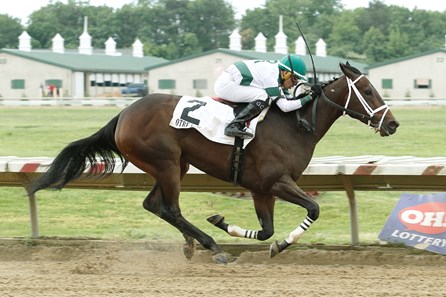 True Cinder wins 2018 Michael G. Mackey Memorial Angenora Stakes at Thistledown Saturday, June 2, 2018.