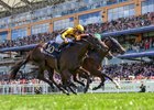 Shang Shang Shang (yellow silks) wins the Norfolk Stakes June 21 at Royal Ascot