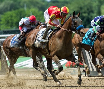Hoppertunity, with Flavien Prat up, win the Brooklyn Invitiational on Belmont Stakes Day