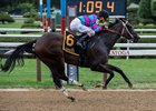 Finley&#39;sluckycharm with jockey Brian Joseph Hernandez aboard wins the 27th running of The Honorable Miss Wednesday July 25, 2018 at the Saratoga Race Course in Saratoga Springs, N.Y. 