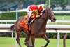 Longshot Dayoutoftheoffice with jockey Junior Alverado in the irons wins the 102nd running of The Schuylerville at Saratoga Race Course on opening day July 16, 2020 in Saratoga Springs, N.Y.