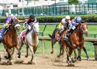 By My Standards kicks away from his rivals in the Alysheba Stakes at Churchill Downs