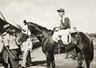 Thanksgiving and jockey Eddie Arcaro after winning the 1938 Travers Stakes at Saratoga Race Course