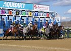 The start of the 2022 Wood Memorial at Aqueduct, won by Mo Donegal (#1)