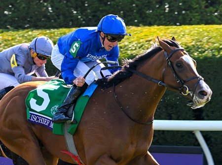 Mischief Magic wins the 2022 Breeders' Cup Juvenile Turf Sprint at Keeneland 