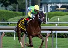 Jockey Ricardo Santana Jr.rides Rhyme Schemes to the win in the 118th running of The Herb Moelis Memorial Saratoga Special at the Saratoga Race Course Saturday, Aug. 12, 2023 in Saratoga Springs, N.Y. Photo  by Skip Dickstein