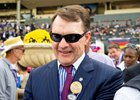 Aidan P. O'Brien after Auguste Rodin with Ryan L. Moore win the Turf (G1T) at Santa Anita in Arcadia, CA on November 4, 2023.