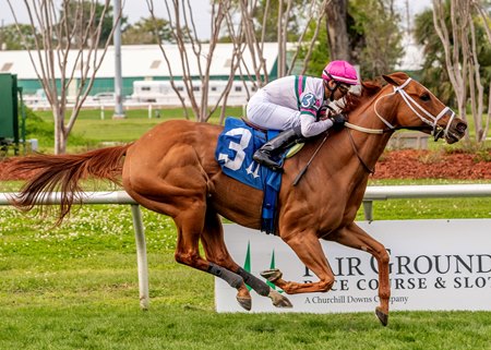 Ova Charged posts a 123 Equibase Speed Figure in winning the Page Cortez Stakes at Fair Grounds Race Course