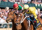 Alva Starr and Tyler Gaffalione win the G1 Madison Stakes, Keeneland Racetrack, Lexington, KY, 4-5-24, Mathea Kelley