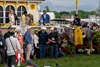 Seize the Grey in the winner&#39;s circle after the Preakness Stakes at Pimlico Race Course