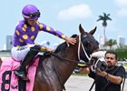 Awesome Wind wins a maiden claiming race giving jockey Melvis Gonzalez his first US win on Sunday, May 12, 2024 at Gulfstream Park