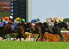 Panja Tower wins the 2025 NHK Mile Cup at Tokyo Racecourse