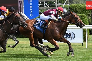 Deep Satin wins the De La Rose Stakes at Saratoga Race Course
