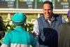 Canadian-bred Mission of Joy and jockey Umberto Rispoli, outside, get up just in time to nail Speed Shopper (Kazushi Kimura up), inside, to win the Grade II $200,000 Rodeo Drive Stakes Saturday, October 4, 2025 at Santa Anita Park, Arcadia, CA.  A happy trainer, Phil D'Amato, congratulations jockey Rispoli.
Benoit Photo
