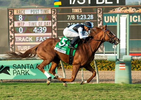 Warming wins the Autumn Miss Stakes at Santa Anita Park