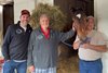 (L-R) Owners Dave and Bryan Bushey with Claiming Crown Jewel entrant Point Dume and groom Isidro Rivera
