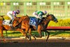 Juddmonte’s Consequent and jockey Kazushi Kimura, right, win the Grade II $200,000 Starlet Stakes Saturday, December 6, 2025 at Los Alamitos Race Course, Cypress, CA. The 2-year-old filly gives trainer Bob Baffert his ninth-straight Starlet victory.
Benoit Photo