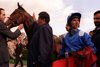 Richard Hills with Mujahid October 1998
after they had won the Dewhurst Stakes at Newmarket