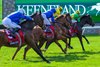 Stretch run by tote board. Zulu Kingdom with Flavien Prat wins the Maker’s Mark Mile (G1T) at Keeneland on April 10, 2026, in Lexington, Ky.