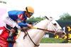 White Abarrio wins the 2026 Oaklawn Handicap at Oaklawn Park