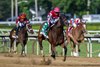 Jockey Jose Ortiz extends his win to 12 3/4 lengths on the way to the win on Nitrogen in the G1 Ogden Phipps at the Saratoga Race Course on Belmont Festival Week Friday June 5, 2026 in Saratoga Springs, N.Y. The Belmont Stakes which will be run Saturday June 6th at the Saratoga Race Course. Photo by Skip Dickstein