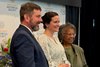 Scott Alvey and Sheila Mason (R) of the Kentucky Historical Society with Keeneland Library Director Roda Ferraro