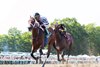 My Miss Mo #5 with Micah Husbands riding held off the challenge of #8 Bodacious Bay and Cristian Torres to witn the $150,000 Grade III Monmouth Oaks at Monmouth Park Racetrack in Oceanport, NJ on Saturday July 25, 2026. Photo By Ryan Denver/EQUI-PHOTO