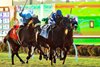 Amerman Racing's Test Score and jockey Juan Hernandez, right, outleg Atitlan (Umberto Rispoli), left, to win the Grade II, $300,000 Del Mar Handicap, Saturday, August 29, 2026 at Del Mar Thoroughbred Club, Del Mar CA.
© BENOIT PHOTO