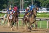 Sovereignty with jockey Junior Alvarado aboard leads to the win in the 99th running of The Whitney with Nitrogen with John Velazquez second at the Saratoga Race Course Saturday Aug.6, 2026 in Saratoga Springs, N.Y.
