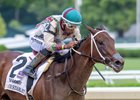 Summer Starlet with jockey Ricardo Santana, Jr., wins the 135th running of these Spinaway GI at the Saratoga Race Course Saturday Sept. 5, 2026 in Saratoga Springs, N.Y.