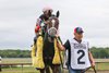 Bodacious Bay #2 ridden by Micah Husbands won the $1,000,000 Grade I Cotillion Stakes at Parx Racing in Bensalem, PA on Saturday September 19, 2026. Photo by Nikki Sherman/EQUI-PHOTO.