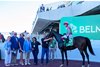 Winner circle after Lisa Joy with Antonio Fresu wins the first race, an inner turf race, at Belmont Park in Elmont, New York., on Sept. 18, 2026.
