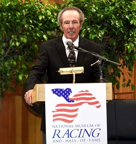 Franklin G. Smith Sr. speaks during the Hall of Fame induction of the late jockey Chris Antley in 2015