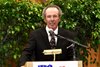 Franklin Smith of the Elloree Training Center speaks affectionately about his association with the late Chris Antely during the National Museum and Hall of Fame inductions held at the Fasig Tipton sales pavilion Aug 7, 2015 in Saratoga Springs, N.Y.  Photo by Skip Dickstein