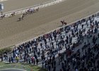 A nice crowd attended Wood Memorial Day at Aqueduct April 5, 2014.  Photo by Skip Dickstein