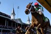 Jockey Javier Castellano guides Cathryn Sophia to the victory May 6, 2016 in the 142nd running of the Kentucky Oaks at Churchill Downs in Louisville, K.Y. 