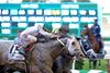 Creator with Irad Ortiz Jr. wins the Belmont Stakes (gr. I), outside with Destin in second on inside
Training and schooling with Belmont Stakes contenders at Belmont Park in Elmont, New York on June 10, 2016.
