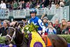 Tepin and jockey Julien Leparoux win the Breeders&#39; Cup Mile at Keeneland on October 31, 2015. 
