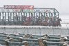 It&#39;s beginning to look a lot like Christmas on this snowy day at Parx Racing in Bensalem, PA as the horses leave the gate for the first race on December 9, 2017