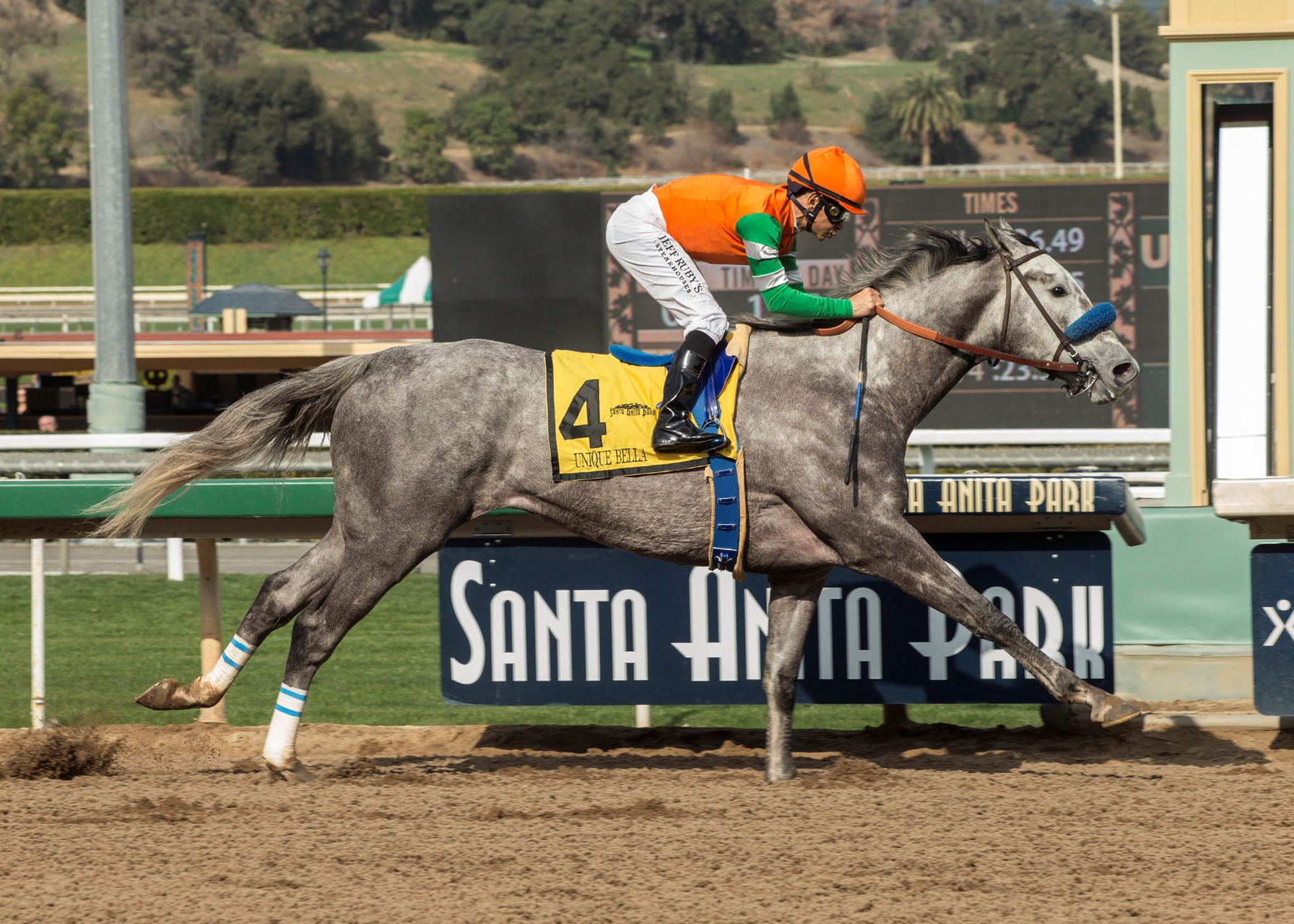 Unique Bella jugó con sus rivales en el Santa Maria Stakes