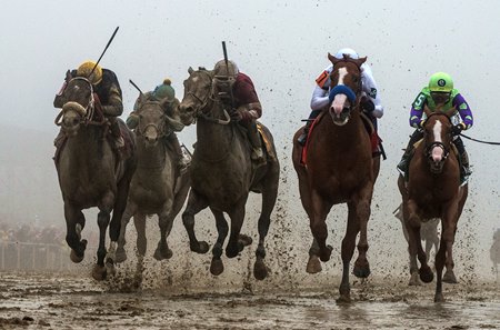 Justify with jockey Mike Smith wins the 143rd running of the Preakness Stakes