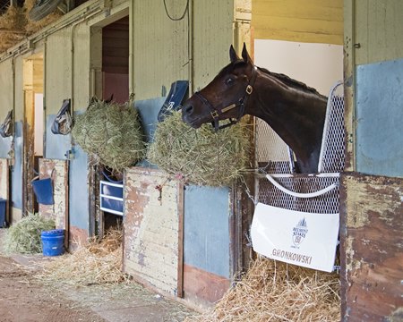 Justify on inside for Triple try at Belmont