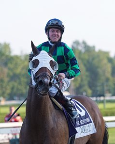 Jockey Dylan Davis after a 2018 win aboard Kharafa at Saratoga Race Course