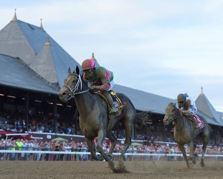 Sippican Harbor wins the 2018 Spinaway Stakes at Saratoga Race Course