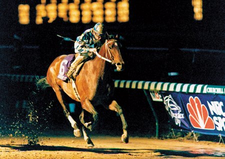 Alysheba wins the 1988 Breeders' Cup Classic at Churchill Downs